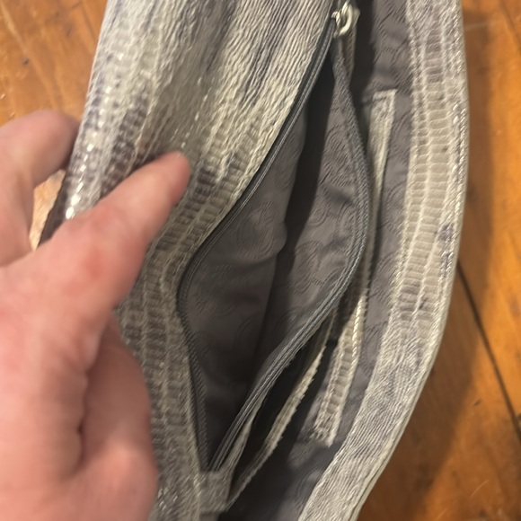 Michael Kors Metallic Leather Croc Clutch Handbag - Picture 7 of 8